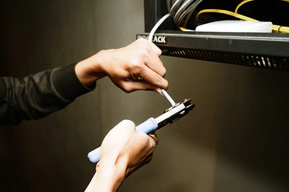 LAN cable termination on the network rack